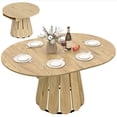 thumbnail image 1 of HOMCOM Table à Manger Extensible 43 Pouces-59 Pouces Ronde à Ovale Table de Cuisine Naturelle, 1 of 10