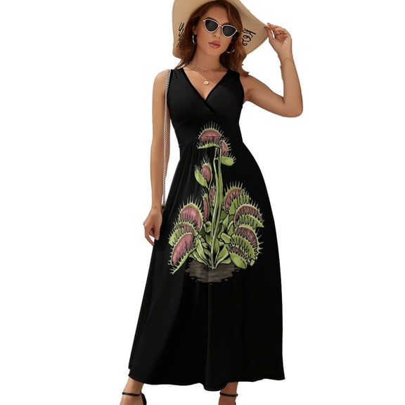 Venus Fly Trap Tshirt Carnivorous Plant Sleeveless Dress Dresses Women Summer Evening Dresses Ladies Bohemia Long Dresses