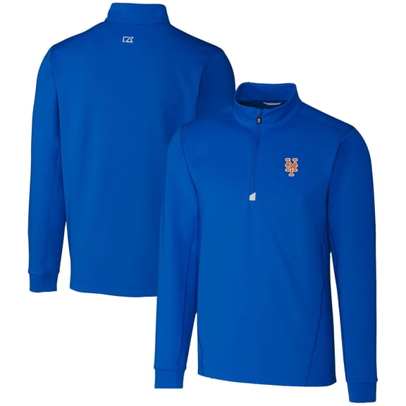 Men's Cutter & Buck Royal New York Mets Traverse Stretch Quarter-Zip Pullover Top
