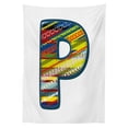 thumbnail image 3 of Ambesonne Letter P Tablecloth Rectangular Table Cover, Boho Style Theme, 60"x90", Night Blue Yellow Red, 3 of 4