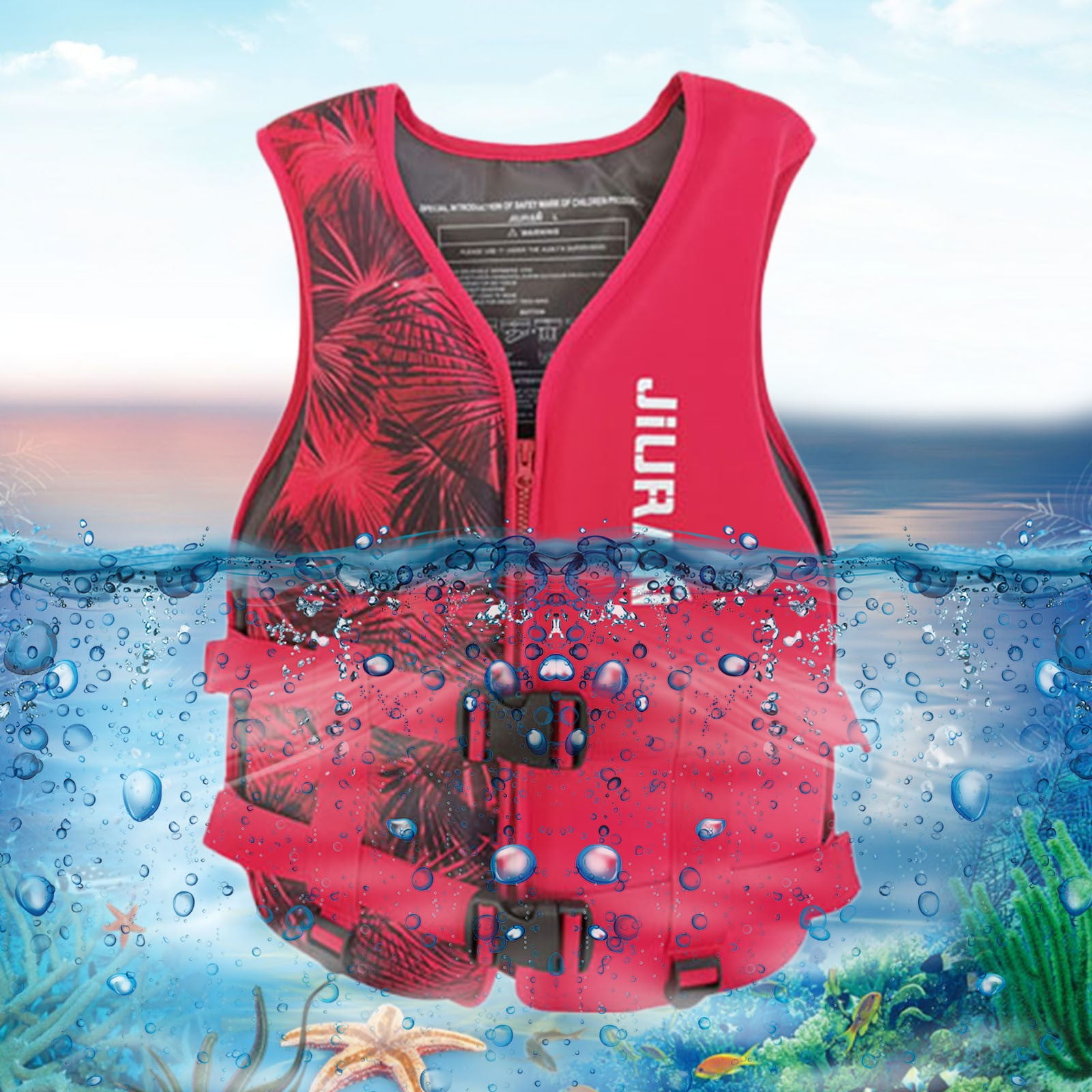 MSJUHEG Fishing Boat Accessories,Life Vests for Adults,Arm Floaties,Safety Vest,Life Jackets for Adults,Life Vest,Life Jackets for Women Red L