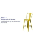 thumbnail image 6 of BizChair Commercial Grade 4 Pack 30" High Distressed Yellow Metal Indoor-Outdoor Barstool with Back, 6 of 15