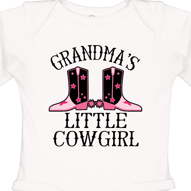 Inktastic Grandma Little Cowgirl Baby Clothes Girls Long Sleeve Baby Bodysuit