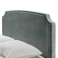thumbnail image 3 of Glamour Home Arezo Fabric Queen Bed with Black Nail Head Trim in Gray, 3 of 5