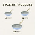 thumbnail image 3 of Chef Power 3 Pcs Non-Stick Ceramic Pots and Pans Set, with Stainless Steel Light Gold Handles, Blue, Dishwasher and Oven Safe, 3 of 4