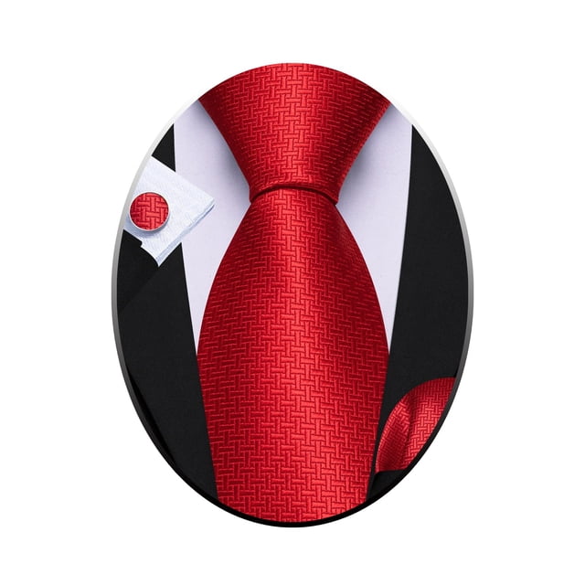 Set de Corbata Barry.Wang Rojo con Rayas para Hombre con Pañuelo