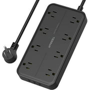 TESSAN Flat Plug Power Strip with 8 Widely Spaced Outlet, 6 Feet Extension Cord Indoor锛?for Home Office Dorm Room