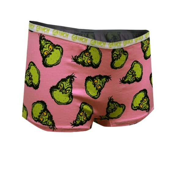 MJC Womens Dr. Seuss Grinning Grinch Pink Boyshort Panty (Small)