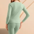 thumbnail image 4 of Sakmal Women's Thermal Underwear Set Plus Size Fleece Lined Loungewear Green for Cold Weather Ladies Base Layer Sizes M-3XL, 4 of 8