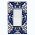 thumbnail image 1 of Metal Light Switch Plate Cover Mandala Blue White Floral Pattern Damask MDL072, 1 of 13