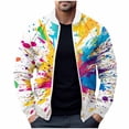 thumbnail image 2 of Veste pour Hommes Chandail Col Montant Élastique Imprimé Demi-Col Léger Veste Décontractée Multicolore P, 2 of 5