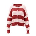 thumbnail image 5 of JIAYUE Women Crew Neck Cardigan Button‑Front Color Block Striped Knit Sweater Long Sleeve Stylish Tops for Comfortable Wear, 5 of 5