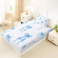 thumbnail image 4 of Manfei Blue Ribbon Bow Twin Sheet Sets 3pcs for Kids Girls,Teens Female Geometric Stripes Bedding,Super Cozy Room Decor, 4 of 5