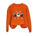 thumbnail image 5 of asdoklhq Festive Long Sleeve Pullover Women's Round Neck Christmas Printed Sweatshirt Long Sleeved Top Sweatshirt Orange M, 5 of 7