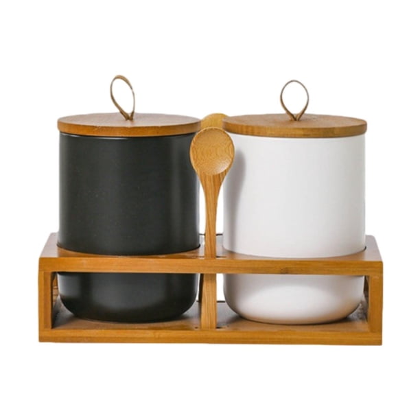 Juego de 2 recipientes herméticos de cocina para harina, golosinas para perros y granos de café. blanco y negro 2 M