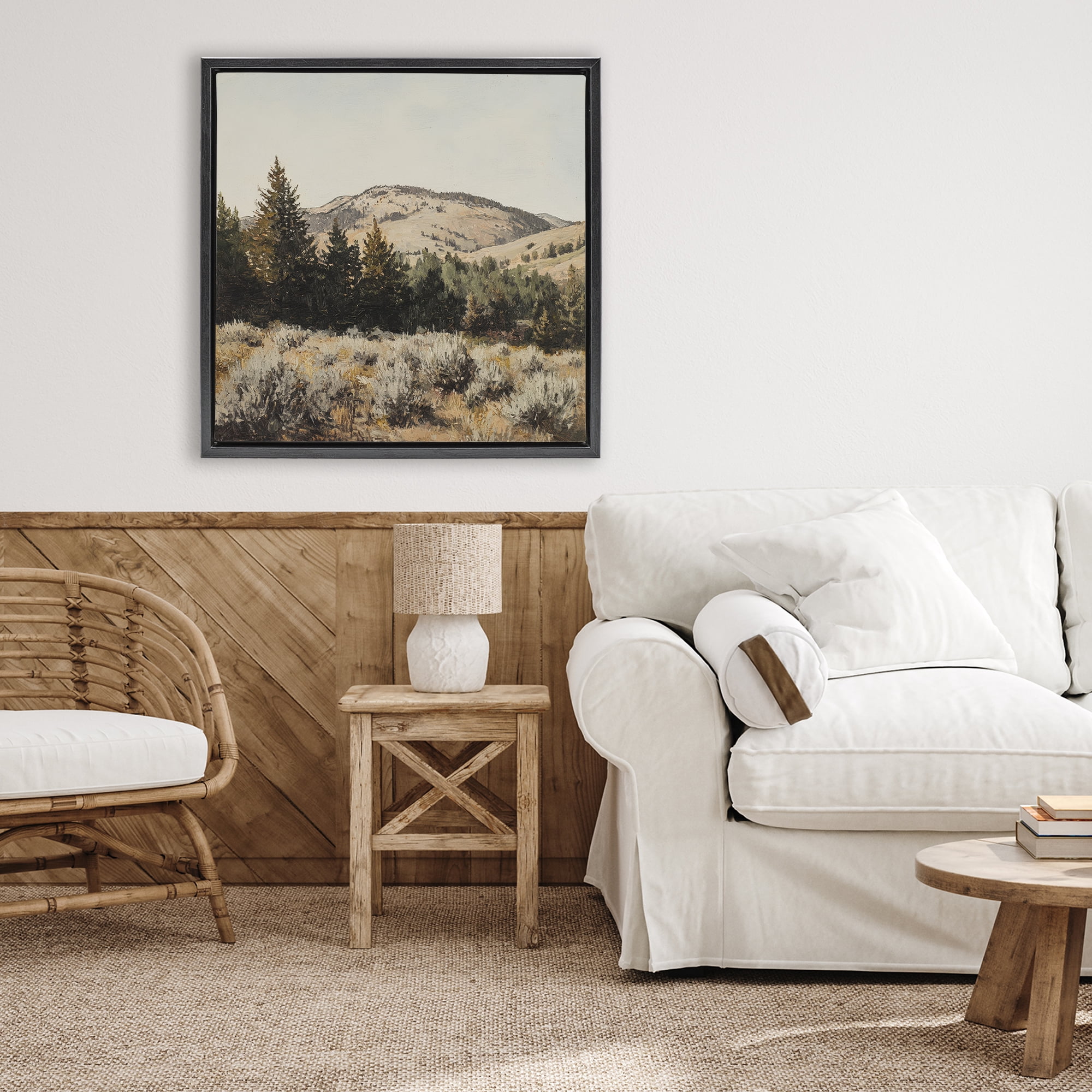 Stupell Industries Cedar Mountain View Black Framed Floater Canvas Wall Art, design by Petal Prints Design