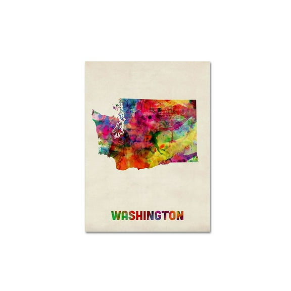 Trademark Fine Art "Washington Map" Canvas Wall Art by Michael Tompsett