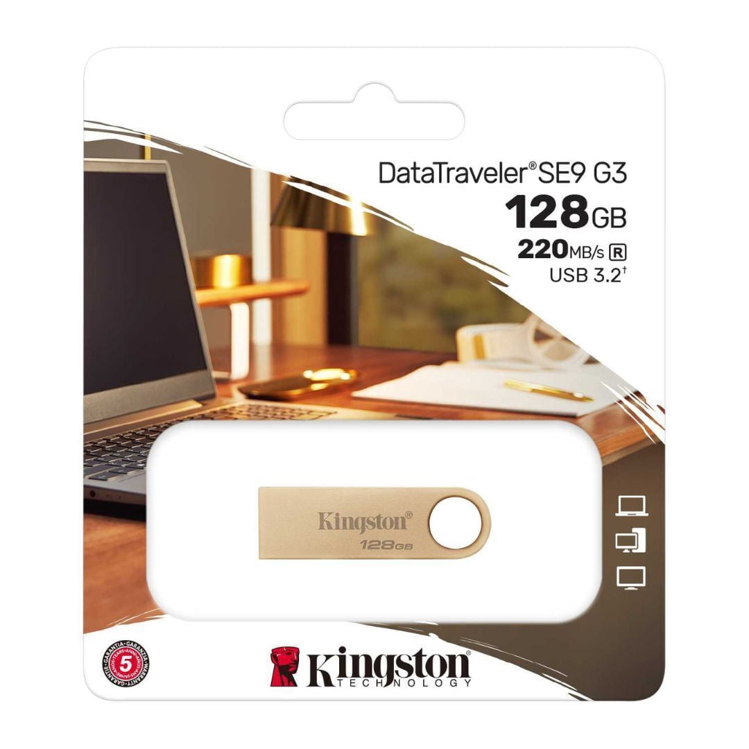 Kingston Technology 128GB 220MB/s Metal USB 3.2 Gen 1 DataTraveler SE9 G3