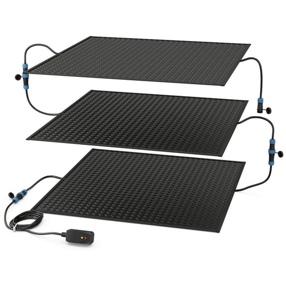 Costway 3 PCS 30" x 30" Heated Snow Melting Mat with 3 in/h Speed Non-Slip Rubber Walkway