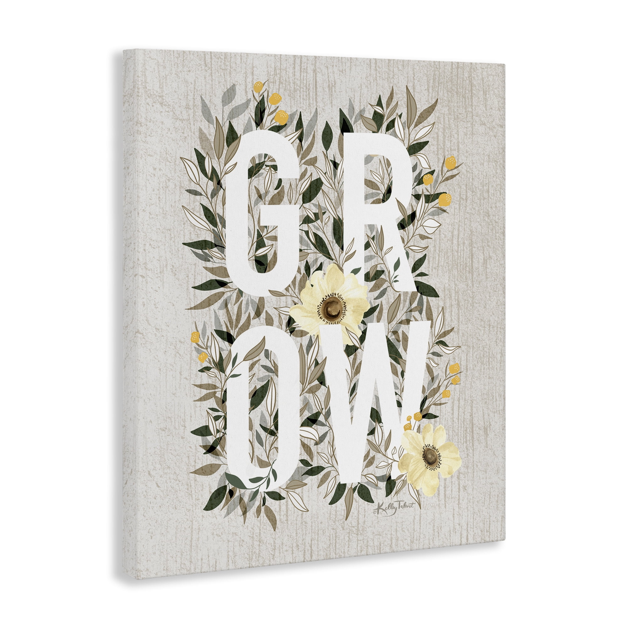 Stupell Industries Grow with Cottage Blooms Plants & Flowers Painting Wrapped Canvas Art Print Wall Art, 30 x 40