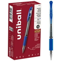 uniball Gel Grip Gel Pens, Medium Point (0.7mm), Blue Ink, 12 Count