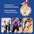 thumbnail image 4 of Medallas de baloncesto de 6,5 cm con cinta para el cuello para ganadores (plateada), 4 of 8
