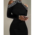 thumbnail image 4 of Party Dress Skinny Rhinestone Chain Pattern Cold Shoulder Dress Ladies Wedding Guest Dresses Elegant Fall Outfits Women_Gift Of G, 4 of 5