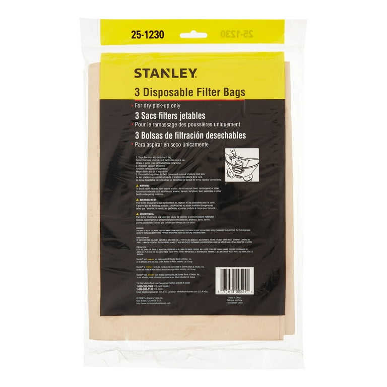 Stanley 4-5 gal Wet Dry Vacuum Dust Cleaner Disposable Filter Bag