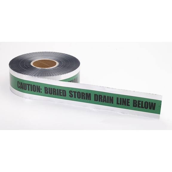 Mutual Industries "Storm Drain" Underground Detectable Tape 3" x 333.33 yds. Green (17774-32-3000)