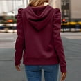 thumbnail image 3 of Hauaitttt Women Casual Puff Long Sleeve Hoodies Drawstring Pullover Sweatshirts Loose Fit Solid Shirts Fall Fashion Sweatshirt Zipper Tunic Women with Pocket Sweatshirts Women Graphic Sweatshirts, 3 of 5