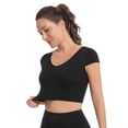 thumbnail image 3 of Funidos Workout Top Yoga Top Moisture-Wicking Breathable Cross Front V-Neck Slim Fit Tee Sizes XS-XL, 3 of 5
