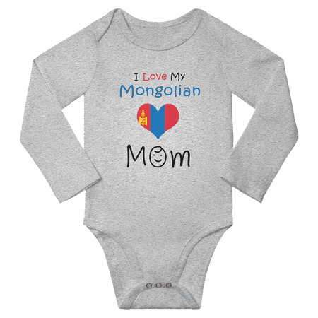 

I Love My Mongolian Mom Baby Long Slevve Jumpsuits (Gray 3-6 Months)