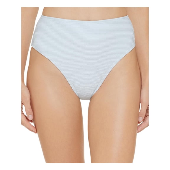 DKNY LIGHT BLUE Textured High-Waist Bikini Swim Bottom, US X-Small