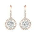 thumbnail image 3 of 1.79 Ct Round Cut Halo Drop Dangle Clear Crystal 18K White Rose Solid Gold Everyday Dainty Earrings Lever Back, 3 of 7