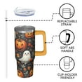 thumbnail image 3 of Halloween Tumbler 30 oz with Handle and Straw Pumpkin Haunted Ghost Tumbler Halloween Party Gifts Insulated Travel Mug, 3 of 5