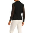 thumbnail image 3 of INSPIRE CHIC V Neck Blouse for Women's Lapel Collar Mesh Panel Lantern Sleeve Elegant Office Work Shirt XS Black, 3 of 6