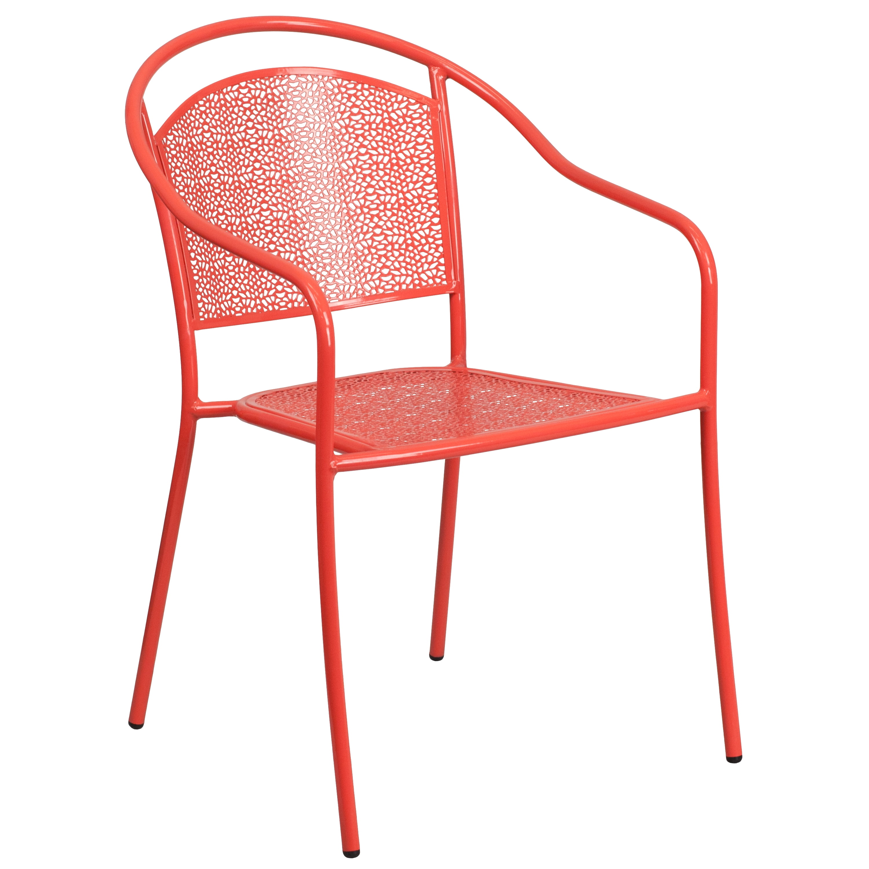 Flash Furniture Commercial Grade Coral Indoor-Outdoor Steel Patio Arm Chair with Round Back