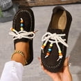 thumbnail image 7 of Ichuanyi Women's Flat Shoes Women Casual Flat Leather Retro Ethnic Style Slippers Low Top Round Toe Shoes, 7 of 7