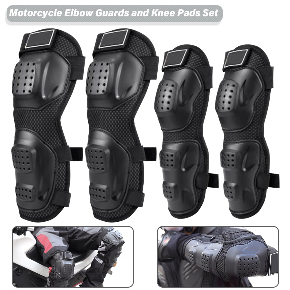 4 Pieces Motorcycle Pads Elbow and Knee Pads Motocross Protection Shin Pads Body Protection Set for Adults