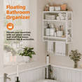thumbnail image 4 of Bamworld Bamboo Bathroom Shelves Organizer Towel Rack for Storage White Adjustable 3 Tiers Floating Shelf over the Toilet Storage with Hanging Rod XXL, 4 of 6