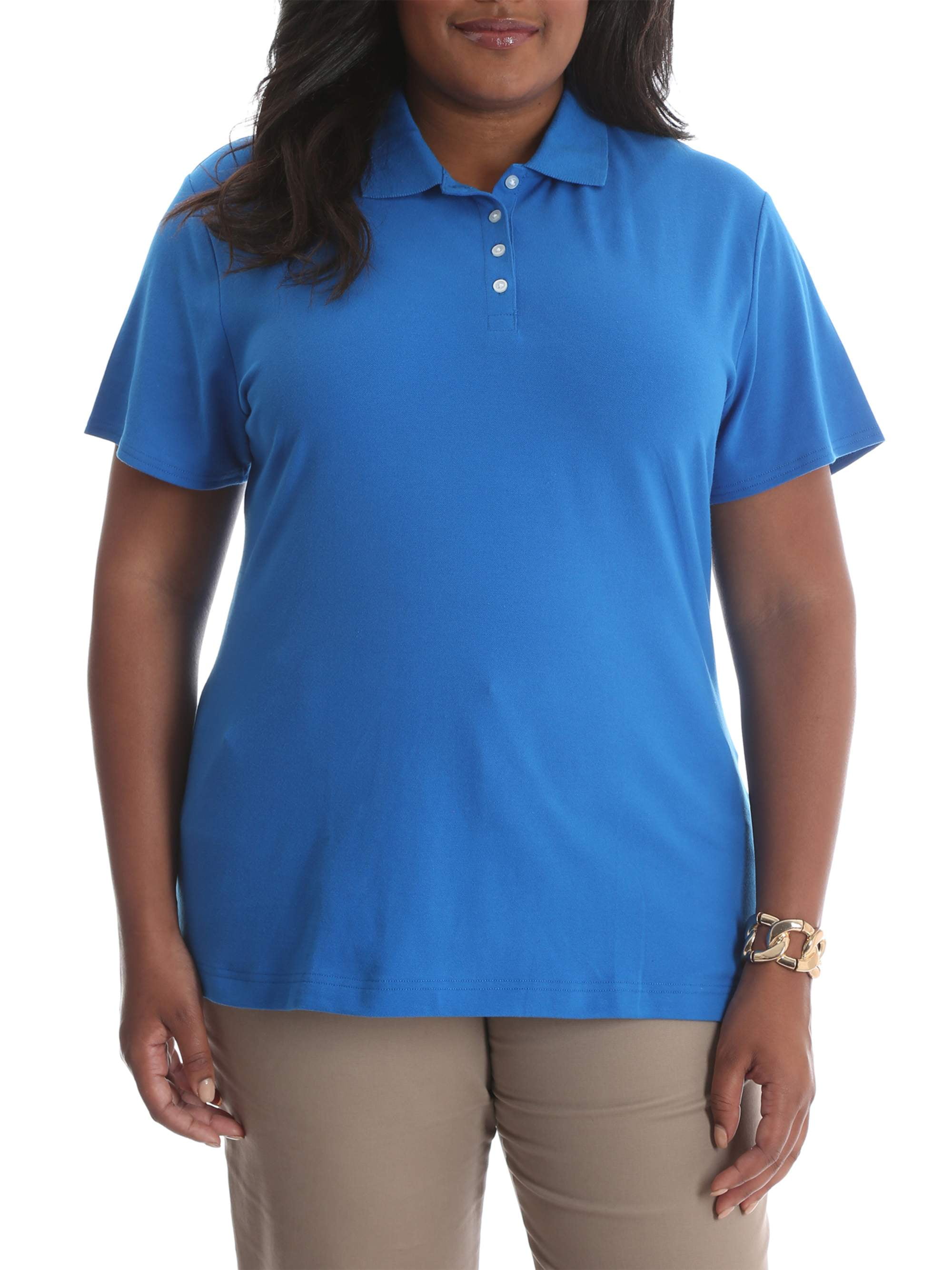 Lee Riders Women's Plus Size Short Sleeve Knit Everyday Essential Polo