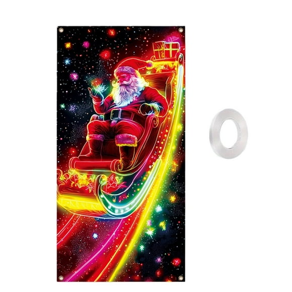 Christmas Door Cover, Glow in the Dark Door Curtain, Photoluminescent Strip Door Backdrop, Holiday Party Decoration, Indoor Doorway Decor for Parties and Home