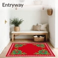 thumbnail image 3 of ODIKA 4'x6' Machine Washable Non-Slip Area Rug, Festive Holly Wreath with Snowflake Border Design High Traffic Rug, Red, 605900, 3 of 5
