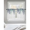 thumbnail image 5 of Teal Purple Botanical Tier Curtains 24 Inch Length,Sheer Curtains for Bedroom Living Room Window Eucalyptus Leaves Watercolor Spring Small Half Window Kitchen Curtains & Drapes 27.5"x24" 2 Panels, 5 of 6