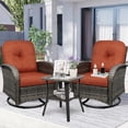 thumbnail image 7 of 3-Piece Swivel Rocker Wicker Chair Set of 2 ，360-Degree Rocking Chairs Outdoor with Cushions，Glass Table for Garden,Backyard, Bistro.Red, 7 of 7