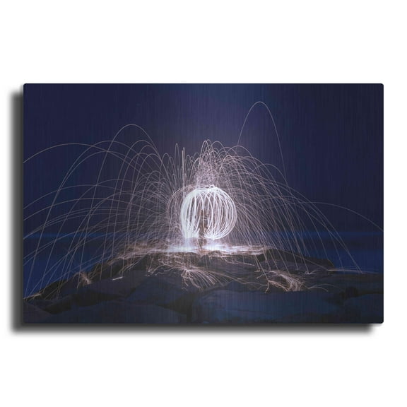 Luxe Metal Art 'Wool Ball' by Chris Moyer, Metal Wall Art, 16"x12"