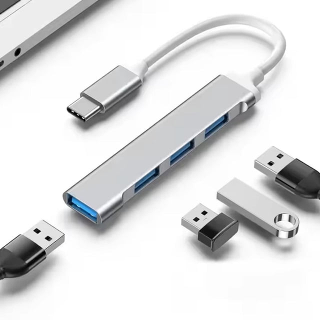 Hub USB C MORNWELL Plateado 4 Puertos para Macbook Air iMac iPad Galaxy