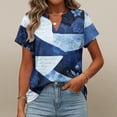 thumbnail image 7 of Dweltoz Shirts for Women Summer Short Sleeve Casual Top V Neck Loose Fit Shirts Beach Vacation Color Block Tees 2026,Dark Blue S, 7 of 7
