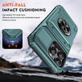 thumbnail image 4 of For Apple iPhone 16 Pro Phone Case with Finger Ring Holder Kickstand, Card Slots，Heavy Duty Shockproof Rugged Protective Working with Magnetic Car Phone Mount,Green,For iPhone 16 Pro, 4 of 7