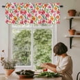 thumbnail image 5 of Pink Orange Flowers Window Valance Curtain Watercolor Green Leaves Rod Pocket Short Curtain for Living Room, Bedroom & Kitchen Window Decor 42x18in, 5 of 8